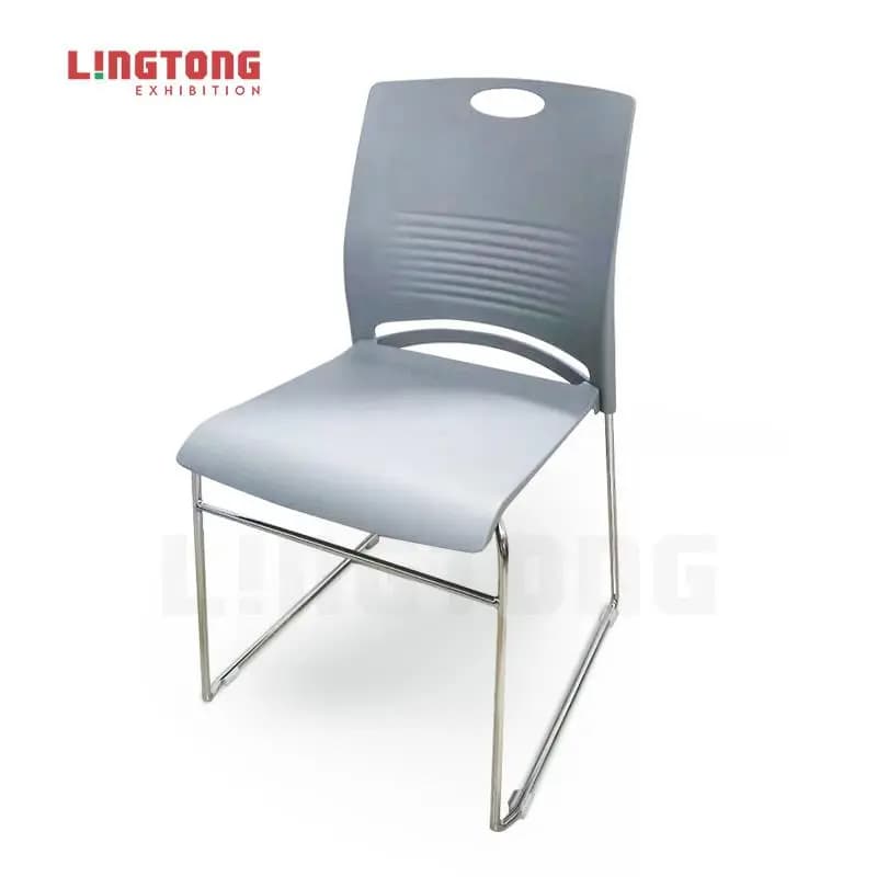 LT-ZET-03 Chrome Plated Steel Tube Frame Stackable Chair with PP Back and Seat